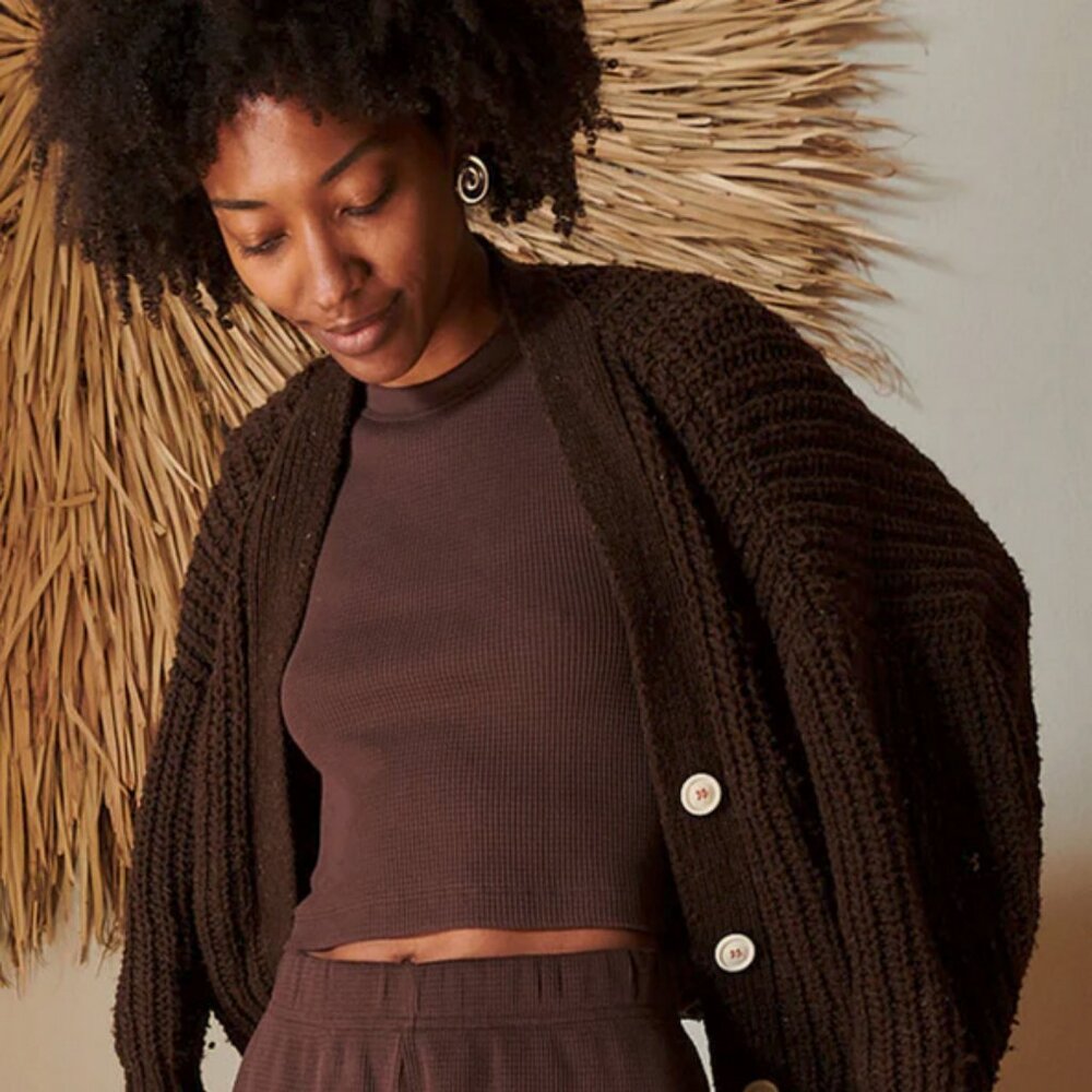 NWT Noble Waffle Crop Tank in Chocolate